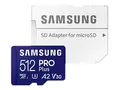 Samsung PRO Plus 512 GB microSDXC-Speicherkarte (180 MB/s, Class U3, V30, A2)