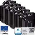 BW® Kraftstoffkanister Metall Benzinkanister 5x 20 Liter - Schwarz RAL 9005 - UN-Zulassung - Hergestellt in Europa - Schwarz