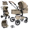 Bergsteiger Kinderwagen Lugo 3in1 | Kombikinderwagen Komplettset inkl. Zubehör - Babyschale, Buggy-Aufsatz, Sonnenschutz & Wetterfußsack | Isofix Station erhältlich