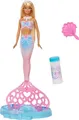 Barbie Bubble Sparkle Meerjungfrau-Puppe mit Seifenblasenfläschchen und -lösung, Tablett und Bürste, extralanges Blondes Haar mit Farbsträhnchen, JLW56