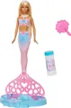Barbie Bubble Sparkle Meerjungfrau-Puppe mit Seifenblasenfläschchen und -lösung,