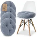 Amazinggirl Stuhlkissen Sitzkissen rund 40 cm Kissen Sitzpolster Sitzauflage Polster für Stuhl blau 4
