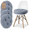 Amazinggirl Sitzkissen Stuhlkissen rund 4er Set 40 cm - rundes Cordstoff Kissen sitzpolster sitzauflage Polster für Stuhl bürostuhl Bank eckbank bodenkissen softsitter flauschig Cord Jeansfarbe