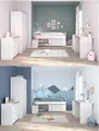 Parisot Jugendzimmer-Set Smoozy in Kiefer Weiß mit Blau ODER Pink, (Komplett Set, 5-tlg., in verschiedenen Zusammenstellungen wählbar), Kanten in Blau ODER Pink, bei Aufbau frei wählbar!