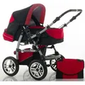Kinderwagen-Set Flash 2 in 1 in Schwarz-Rot - 14 Teile - in 18 Farben erhältlich - Rot