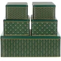 BALOU LIVING 5er Set Keksdose Weihnachten eckig - Weihnachtskeksdosen groß aus Metall - Weihnachtliche Keksdosen Plätzchendose Blechdose, grün/gold
