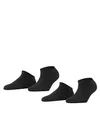 ESPRIT Damen Sneakersocken Uni Multipack W Sn Baumwolle kurz einfarbig 2 Paar, Schwarz Black 3000, 35-38
