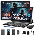 KINGRID Android 16 Tablet mit Tastatur, 24(8+16)GB RAM+256GB ROM (2TB TF), 10" Gaming Tablet, 5000mAh, Gemini AI, Widevine L1, 5G-WiFi, Face ID
