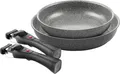 BALLARINI Pfannen-Set Bratpfanne Torre, Aluminium (Set, 4-tlg., 2 Griffe, 1 Bratpfanne 28 cm, 1 Bratpfanne 24 cm), Abnehmbarer Griff, Keramikbeschichtung, Made in Italy, stapelbar