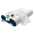 casimum Orthopädisches Nackenstützkissen Memory Foam - Höhenverstellbares Nackenkissen entlastet Kopf & HWS - Schlafkissen gegen Nackenschmerzen 60x30cm, inklusive Kissenbezug in weiß, mittelfest