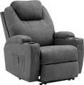 MCombo Elektrisch Relaxsessel Massagesessel Fernsehsessel Heizung Stoff 7061DE (Grau-Stoff)