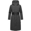 Navahoo Wintermantel Waldbummler 14 Wasserabweisender Winterparka mit Kapuze und Taillengürtel grau XXL (44)