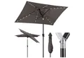 Sekey Sonnenschirm 210 x 140 cm Aluminum Sonnenschirm mit LED-Solar-Beleuchtung, LxB: 210,00x140 cm, UV50+ Sonnenschutz, kippbarer rechteckiger Gartenschirm mit Kurbel