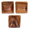 levandeo 3er Set Snackteller Klein 10x10cm Akazienholz Teller Natur Tischdeko Deko Holzschale Dekoschale Dekoration Küchenschale Aufbewahrung