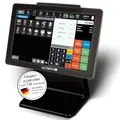 Olympia TS10 schwarz | Touchscreen Kassensystem für Gastronomie & Einzelhandel | Android Kasse mit Scanner & Kundenanzeige | Registrierkasse mit 10,1 Zoll Display