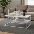 skølm Skadi Couchtisch aus Metall – Wohnzimmertisch mit 2 Ablagen – Beistelltisch in Weiß – Sofatisch höhenverstellbar – Mitteltisch 45x100x60 cm (HxBxT) – eckiger Kaffeetisch mit Stauraum