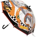 Hot Wheels Hand-Regenschirm für Kinder, mit transparenter Kuppel und Rennautos, sicheres Öffnen und verstärkte Stangen für Kinder, Geschwindigkeitsfans, Heiße Räder, T45C:45 CM, Lizenzprodukt