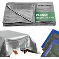 Plane Tarpaulin Medium 4x4 m, 100 g/m, Abdeck-, SILVER, silber, mit Ösen