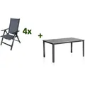 KETTLER Cubic Garten-Essgruppe, anthrazit, Alu/Kettalit/Textilene, 160 x 90 cm, 4 Klappstühle