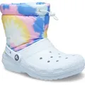 crocs Classic Lined Neo Puff Tie Dye Boot Mineral Blau Croslite Größe: 37/38 Normal - Hellblau - 37,5