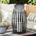 Lights4fun Canberra Schwarze Metall Laterne inkl. TruGlow® LED-Kerze für Innen & Außen Gartenlaterne für Draußen Outdoor Wetterfest Moderne Deko Balkon Garten 45 cm