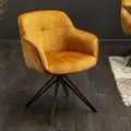 riess-ambiente Drehbarer Design Stuhl EUPHORIA senfgelb Samt im Retrostil mit Ziersteppung Esszimmerstuhl Armlehnstuhl Drehstuhl - Gelb
