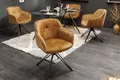 riess-ambiente Polsterstuhl EUPHORIA senfgelb/schwarz – Samt, drehbar, Metall-Füße, mit Armlehne (Einzelartikel, 1 St), mit 180° Drehfunktion und Autoreturn – ideal für elegante Esszimmer