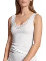 CALIDA Feminin Sense Tank-Top Damen, V-Ausschnitt, aus 100% extrafeiner Baumwolle, Feinripp, verstellbare Träger, naht- und saumfrei Weiss 40-42