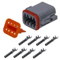 Kalitec KALI-1208-S DEUTSCH DT Buchsen Set 8-polig IP68 grau - KFZ Steckverbindung für 0,75-2,0 mm² - für Auto, Motorrad und Maschinenbau - DT Steckverbinder