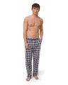 DANISH ENDURANCE Schlafanzughose Herren Lang, 100% Bio-Baumwoll Schlafanzug Lang, Pyjama Hose Herren mit verstellbaren Bund, Karo Camel, L