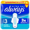 Always Ultra Damenbinden Long Plus (Größe 3) mit Flügeln 84 Stück, Super Saugfähig Und Ultra Dünn, für Die Periode