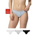 SNOCKS Tanga String Damen Unterhose (3-St., 3 Stück) mit Spitze, unsichtbar unter deiner Kleidung grau|schwarz S