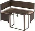 MX Gartenbank Eck 3 tlg. Gartenmöbel Balkonmöbel Eckbank Rattanbank Tisch