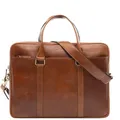 SID & VAIN große Laptoptasche schmal echt Leder - 15 Zoll Laptop Business-Tasche Brady groß - Umhängetasche Aktentasche mit Laptop-Fach - Ledertasche Herren und Damen braun handgefertigt
