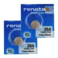 2 RENATA 364 SR621SW BATTERIES Silber 1.55V Uhr Schweizer Qualität EXP 2026 Neu