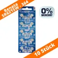 10 x Renata 364 Uhren-Batterie Knopfzelle SR621SW AG1 V364 SR60 Silberoxid