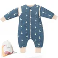 Mababu Ganzjahres Baby Schlafsack mit Füßen & abnehmbaren Ärmeln - 1.5 TOG - 100% GOTS Bio-Baumwolle - Ganzjähriger Kinderschlafsack mit Füßen- umklappbare Bündchen - Goose Dream, 90cm