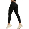 Smilodox Leggings Amaze Pro mit Scrunch-Effekt, High Waist V-Shape Sport & Yogahose Seamless Push Up Booty Fitnesshose Blickdicht Yoga Gym Figurformend schwarz M