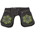 KUNST UND MAGIE Damen Doppelte Bauchtasche Hüfttasche Mandala - Goa Gürteltasche Festivaltasche Hipbag Sidebag, Farbe:Schwarz/Grün