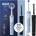 Oral-B Vitality Pro D103 Duo, Elektrische Zahnbürste (schwarz/blau, Black/Blue, inkl. 2. Handstück) - Schwarz/Blau/Weiß