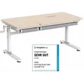 HOKO®Kinderschreibtisch höhenverstellbar 54-76 cm,  Ergo Schreibtisch für Kinder & Jugendliche, 120x60 cm, neigbare Tischplatte mit Schublade - Braun