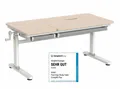 HOKO Kinderschreibtisch höhenverstellbar 54–76 cm (Schreibtisch, mit 2 Schubladen und 80x40 cm neigbarer Tischplatte), 120x60 cm Arbeitsfläche