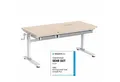 HOKO Kinderschreibtisch höhenverstellbar 54-76 cm, ergonomischer Schreibtisch (für Kinder & Jugendliche, 120x60 cm, neigbare Tischplatte mit Schubladen, stabil & belastbar bis 100 kg, Weiß, Holzfarben)