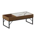 Vicco Couchtisch Lunero, Nussbaum, 105 x 50 cm, mit verschiebbarer Tischplatte und offenem Ablagefach