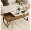 Vicco Couchtisch Lunero, Nussbaum/Marmor, 105 x 50 cm (1-St)