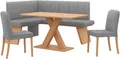OTTO home Eckbankgruppe Nina, (Set, 4-tlg., 4er), Sitzgruppe Esszimmer Stühle Tisch und Bank bequem gepolstert
