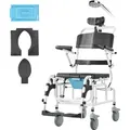 VEVOR Duschrollstuhl, 440 mm breiter Toilettenrollstuhl aus Aluminiumlegierung für Innendusche, Toilettenstuhl mit Bremse für behinderte Erwachsene, Rollstuhl mit einer Tragkraft von 136 kg