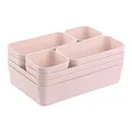 Gariella 1x Schubladen-Organizer Set Aufbewahrungs-Box Einteiler Trenn-System verstellbar Utensilien Stauraum Wohn-Badezimmer Kunststoff rosa