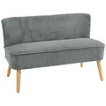 HOMCOM 2 Sitzer Sofa, Gepolsterte Couch mit Kordoptik, Holzbeine für Wohnzimmer - Grau