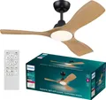 Philips LED Olas Deckenventilator 30W (Ø x H) 1070mm x 310mm Schwarz mit Fernbedienung, Dimmbar